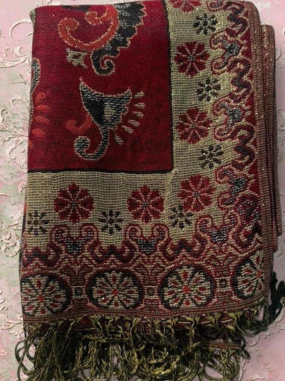 New | Limited Edition: Red Shimmer Pashmina Shawl